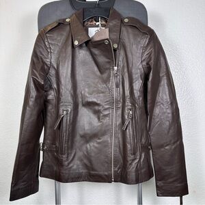 Kyzer Kraft Brown Genuine Leather Jacket Size S